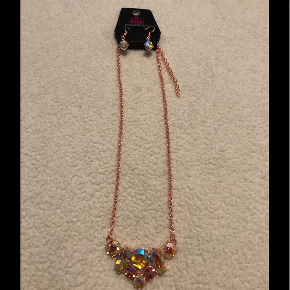 Paparazzi Lavishly loaded copper necklace with earrings